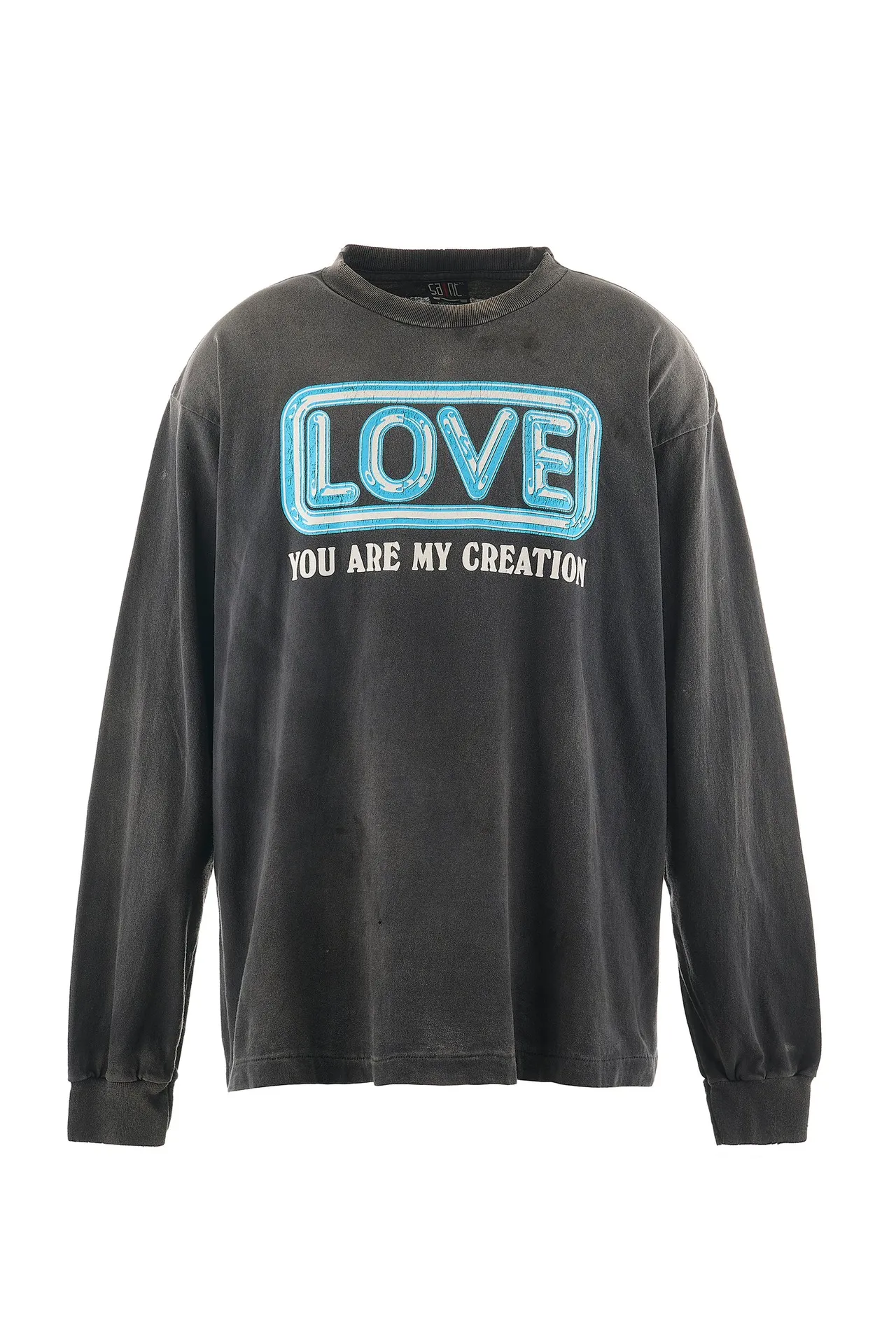 SAINT Mxxxxxx LS TEE/LOVE/BLK LOVE Love Thousand Paper Cranes distressed long sleeves with holes, washed black S-XL, look for cylindrical fabrics without side seams, don’t buy open ones anymore, boring Assute ready-made garments dyed, the whole piece is spray-painted and faded, the collar and cuffs are frayed, many places are worn, the original printing is restored/accessories are complete, with little angel anti-counterfeiting label